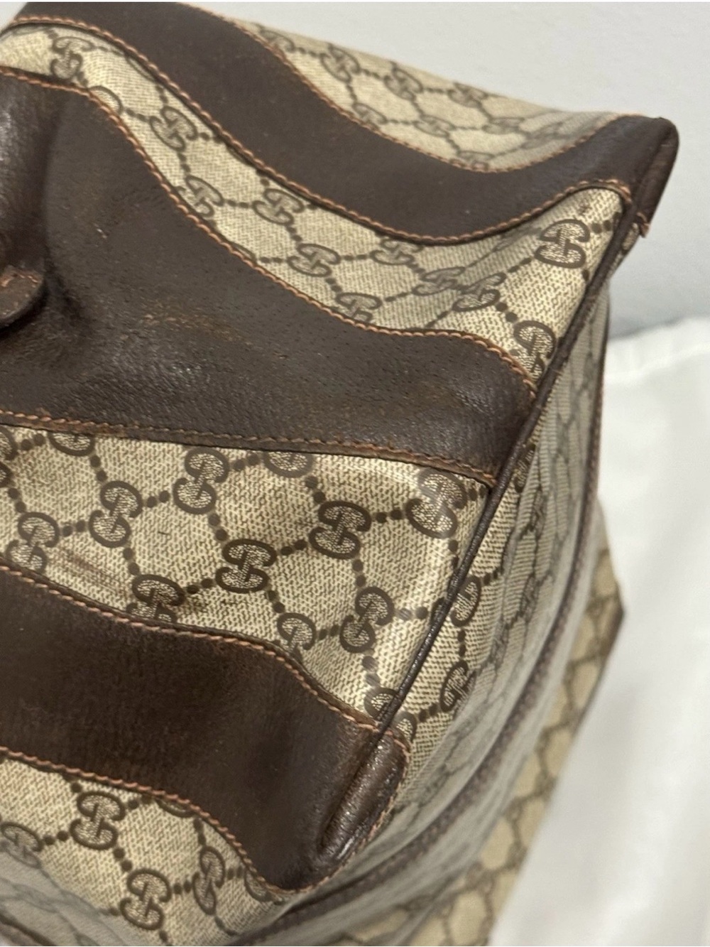 Vintage Gucci Beige & Brown GG Canvas Travel Duffel 40 - Picture 3 of 7
